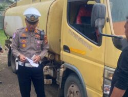 Tingkatkan Kamseltibcarlantas, Polres Musi Rawas Lakukan Ramp Check Mobil Tangki PT SRMD
